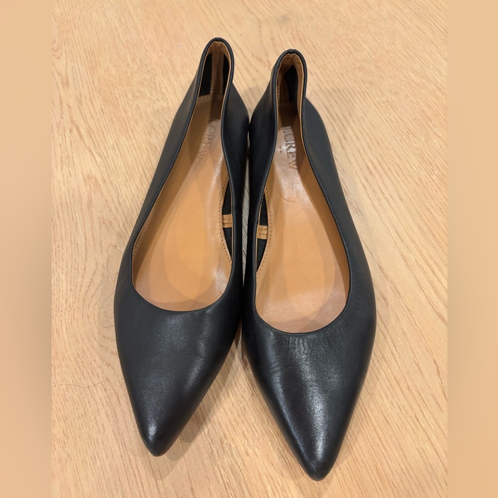 J. Crew Black Leather Pointed Flats size 7